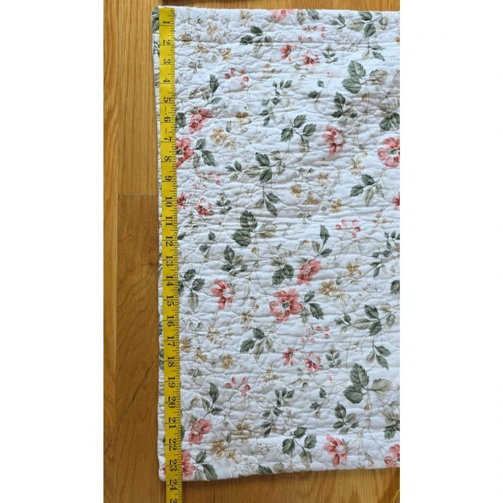 Laura Ashley VTG Quilted Shams Pink Yellow Green Gingham Floral Cottage Set